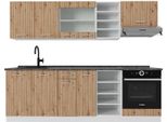 Vicco Cucina Componibile R-Line, 240 Cm , Pt Antracite, Rovere Artigianale/Bianco