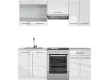 Vicco Cucina Componibile Fame-Line, 200 Cm , Pt Marmo, Bianco Lucido/Bianco