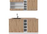 Vicco Cucina Completa R-Line, 160 Cm , Pt Rovere, Rovere Artigianale/Bianco