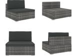 Vidaxl Divano Modulare Sezione Centrale 1 Pz. + Cuscini Poly Rattan Grigio - Divano Centrale - Divani Centrali - Divano Sezione Centrale - Divani Sezioni Centrali