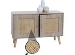 Cassettiera HWC-M40, Credenza Mobile Alta, Vani Portaoggetti, Melamina Di Legno Kubu Rattan, Aspetto Rovere