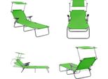Vidaxl Lettino Da Sole Con Protezione Solare Verde Acciaio - Lettino Da Sole - Lettino Da Sole - Lettino Da Sole Con Tetto - Lettino Da Sole Con Tetto