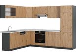 Vicco Cucina Angolare Completa R-Line, 227 X 287 Cm Con Piano Di Lavoro, Rovere Artigianale/Antracite