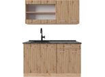 Vicco Cucina Monoblocco R-Line, 140 Cm , Pt Antracite, Rovere Artigianale/Rovere Goldkraft