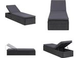 Vidaxl Lettino Prendisole In Rattan Nero E Grigio Scuro - Lettino Da Giardino - Lettini Da Giardino - Lettino Prendisole - Lettini Prendisole