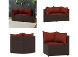 Vidaxl Divani Angolari Da Giardino Con Cuscini 2 Pz. Poli Rattan Marrone - Divano Ad Angolo - Divani Ad Angolo - Divano - Divano Da Esterno
