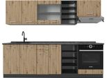 Vicco Cucina Componibile R-Line, 240 Cm , Pt Antracite, Rovere Artigianale/Antracite