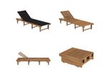 Vidaxl Lettino Prendisole Pieghevole Con Cuscino In Legno Massiccio Di Acacia - Lettino Prendisole - Lettini Prendisole In Legno - Lettini Prendisole In Legno