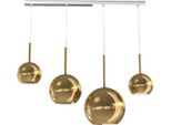 Lampadario Moderno 4 Luci Vetro Oro A Sospensione Future - Attacco E27 Max 60W - Struttura Cromo 88X25X220Cm