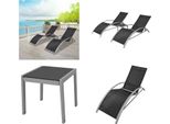 Vidaxl Lettini Prendisole Con Tavolino In Alluminio Nero - Lettino Prendisole - Lettini Prendisole - Lettini Prendisole
