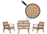 Set Da Giardino HWC-N46, Set Da Salotto Panca Da Giardino Poltrona Tavolo, Legno Acacia Mvg ~ Cuscini Grigio