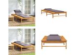 Vidaxl Lettino Prendisole Con Cuscino Grigio Scuro E Imbottitura In Legno Massiccio Di Acacia - Lettino Prendisole - Lettino - Lettino Da Esterno