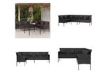 Vidaxl Divano Da Giardino A L Con Cuscini In Poly Rattan Nero - Divano Da Giardino - Divani Da Giardino - Mobili Da Giardino - Divano
