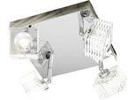 Toplight Plafoniera Da Soffitto 4 Luci Metropolitan Con Attacco G9, Struttura Cromo E Vetro Lavorato, Design Moderno 25X25X15Cm