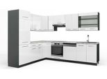 Vicco Cucina Angolare Completa Fame-Line, 227 X 287 Cm , Pt Marmo, Bianco Lucido/Antracite