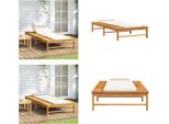 Vidaxl Lettino Prendisole Con Cuscino Bianco Crema E Imbottitura In Legno Massiccio Di Acacia - Lettino Prendisole - Lettino - Lettino Da Esterno