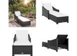 Vidaxl Lettino Prendisole Con Cuscino Bianco Crema In Poly Rattan Nero - Lettino Prendisole - Lettini Da Giardino - Lettini Da Giardino