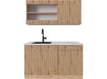 Vicco Cucina Monoblocco R-Line, 140 Cm Con Piano Di Lavoro, Rovere Artigianale/Rovere Goldkraft
