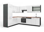 Vicco Cucina Angolare Completa Fame-Line, 227 X 287 Cm , Pt Rovere, Bianco Lucido/Antracite