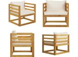 Vidaxl Sedia Da Giardino Con Cuscini Bianchi Crema In Legno Massiccio Di Acacia - Sedia Da Giardino - Sedie Da Giardino - Sedia Da Giardino In Legno - Sedie Da Giardino In Legno