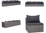 Vidaxl Set Di Divani Da Giardino 4 Pezzi Con Cuscini In Poly Rattan Grigio - Set Di Divani Da Giardino - Set Di Divani Da Giardino - Set Da Giardino - Set Da Giardino