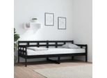 The Living Store Letto Da Giorno Nero In Pino Massiccio 80X200 Cm