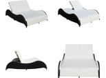 Vidaxl Lettino Prendisole Doppio Con Cuscino In Poly Rattan Nero - Lettino Prendisole - Lettini Prendisole - Lettini Prendisole