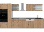 Vicco Cucina Componibile R-Line, 350 Cm Con Armadio Alto, Pt Antracite, Rovere Artigianale/Bianco