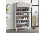 The Living Store Scarpiera Grigio Cemento 60X35X105 Cm Materiale Legno