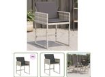 The Living Store Sedie Da Giardino Con Cuscini 4 Pz. Poli Rattan Grigio Chiaro