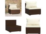 Vidaxl Divano Da Centro Giardino Con Cuscini In Poly Rattan Marrone - Divano Da Centro Giardino - Divani Da Centro - Divano Da Centro - Divano Da Patio