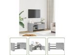 The Living Store Mobile Tv Grigio Cemento 80X35X40 Cm Materiale In Legno