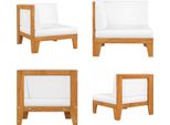 Vidaxl Divano Angolare Modulare Con Cuscini Bianchi Crema In Legno Massiccio Di Acacia - Divano Angolare - Divani Angolari - Divano - Divani