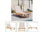The Living Store Lettino Prendisole Grigio In Legno Massiccio Di Acacia E Textilene