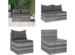 Vidaxl Divano Da Giardino Con Cuscini 2 Pz. Poli Rattan Grigio - Divano Centrale Da Giardino - Divani Centrali Da Giardino - Divano - Mobili Da Giardino