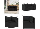Vidaxl Divani Angolari Da Giardino Con Cuscini 2 Pz. Poli Rattan Nero - Divano Ad Angolo - Divani Ad Angolo - Divano - Divano Da Esterno