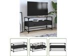 The Living Store Mobile Tv Con Piano In Vetro Nero 98X35X51 Cm Materiale In Legno