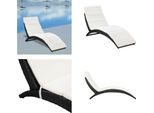 Vidaxl Lettino Prendisole Pieghevole Con Cuscino In Poly Rattan Nero - Lettino Prendisole - Lettini Prendisole - Lettini Prendisole