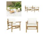 Vidaxl Sedie Da Giardino 2 Pezzi Con Cuscini Bianchi Crema Bambù - Sedia Da Giardino - Sedie Da Giardino - Sedia Da Esterno - Sedia Da Patio