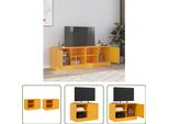 The Living Store Mobili Tv 2 Pezzi Giallo Senape 67X39X44 Cm In Acciaio
