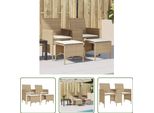 The Living Store Divano Da Giardino A 2 Posti Con Tavolo E Sgabelli Beige Poly Rattan