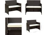 Vidaxl Divano Da Giardino A 2 Posti Con Cuscini In Poly Rattan Marrone - Divano - Divani - Divano A 2 Posti - Divani A 2 Posti
