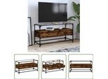 The Living Store Mobile Tv Con Piano In Vetro Rovere Fumé 98X35X51Cm Materiale In Legno