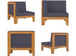 Vidaxl Divano Angolare Modulare Con Cuscini Grigio Scuro In Legno Massiccio Di Acacia - Divano Angolare - Divani Angolari - Divano - Divani