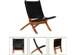 The Living Store Sedia Relax Pieghevole In Vera Pelle Nera