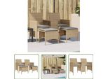 The Living Store Divano Da Giardino A 2 Posti Con Tavolo E Sgabelli Beige Poly Rattan