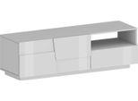 Dmora Mobile Porta Tv Cecia 44X150X46H Cm Bianco, Apertura Battente 2 Vani Italy