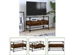 The Living Store Mobile Tv Con Piano In Vetro Rovere Fumé 80X35X51Cm Materiale In Legno