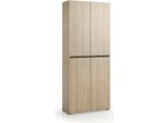 Dmora Armadio Multiuso Grande Arro 37X195H Cm Marrone Olmo, 4 Ante 8 Vani Italy