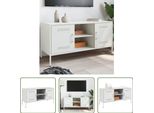 The Living Store Mobile Tv Bianco 100,5X39X50,5 Cm In Acciaio